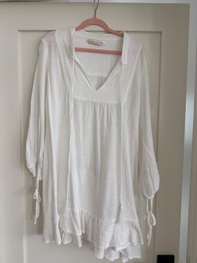 Natalie Martin White Cotton V-Neck Cover-up - new without tags